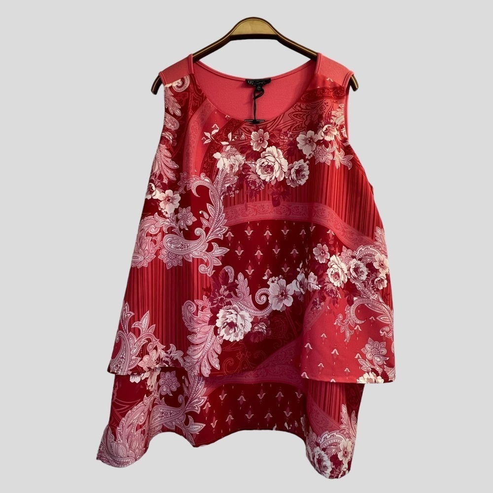 Diane Gilman Women's Tank Top 2XL Pink Layered